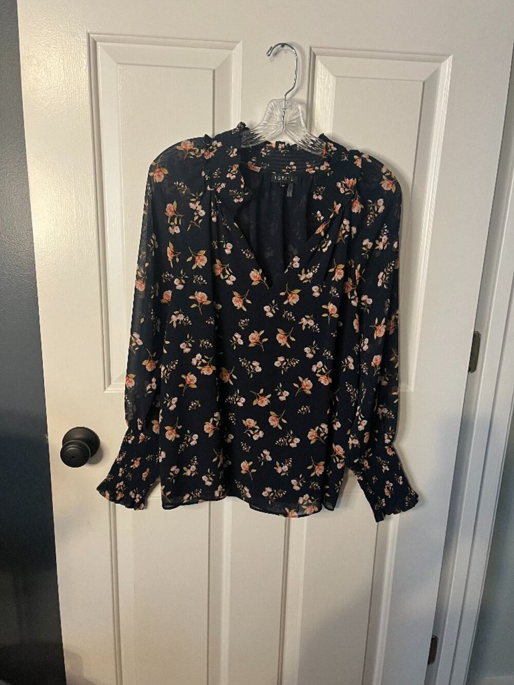 1. STATE Navy Floral Blouse - Medium